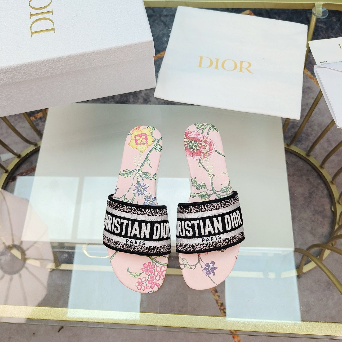 DIOR Mule Dway Slide 10mm Multi-motifs Style 9