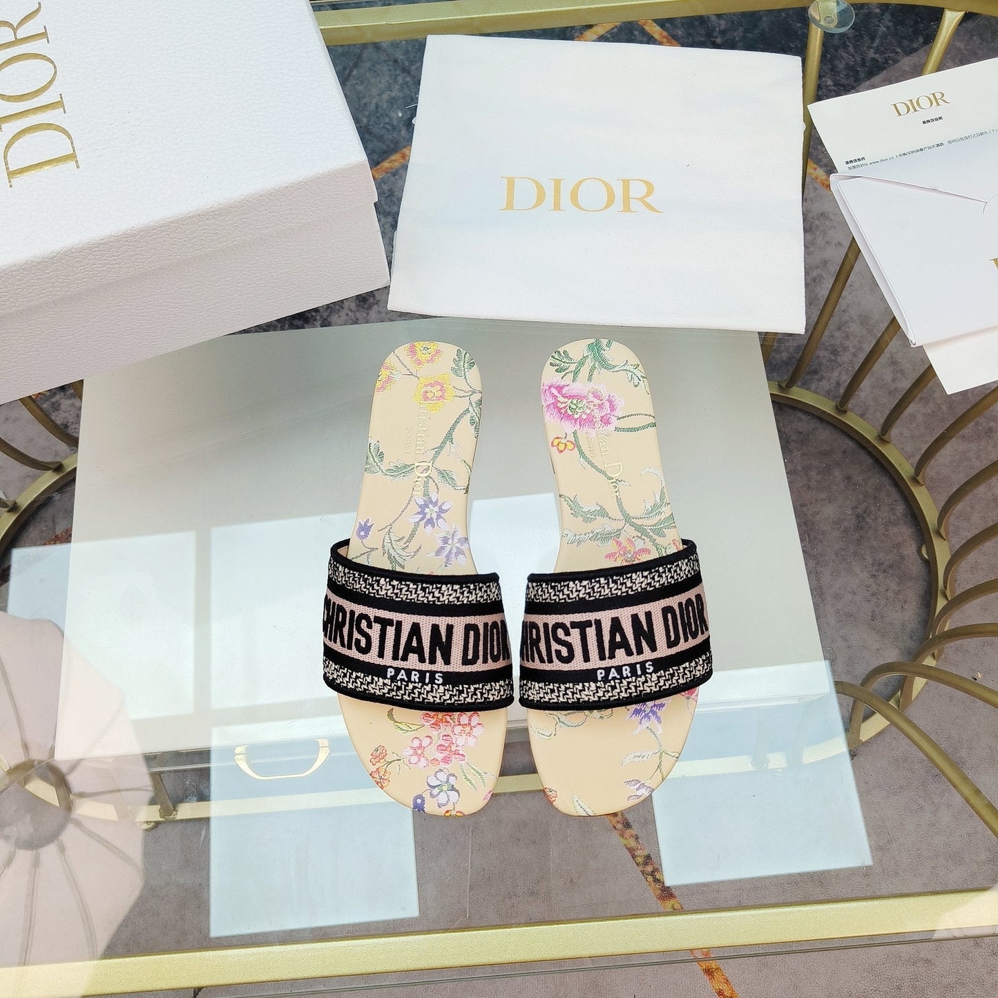DIOR Mule Dway Slide 10mm Multi-motifs Style 8