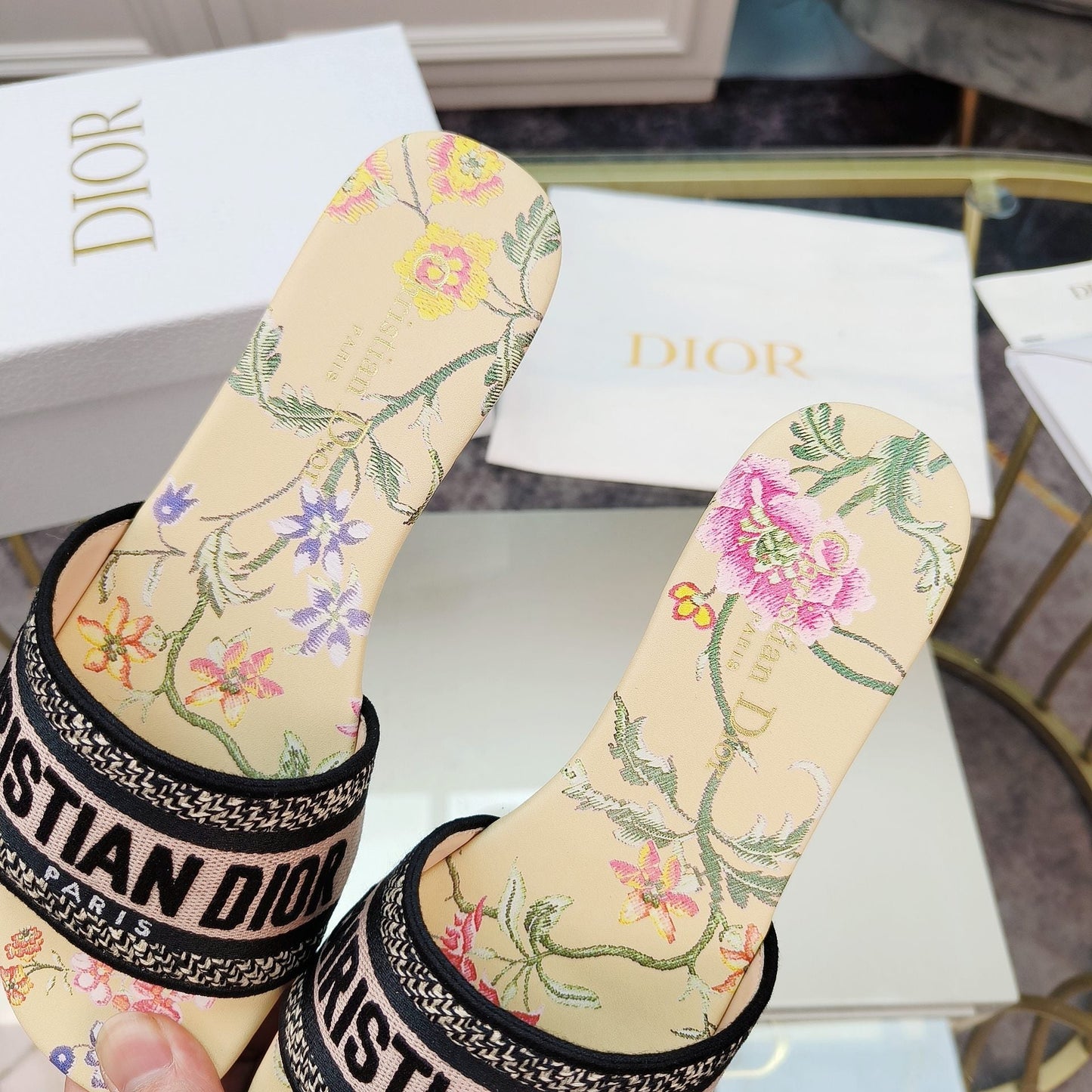 DIOR Mule Dway Slide 10mm Multi-motifs Style 8