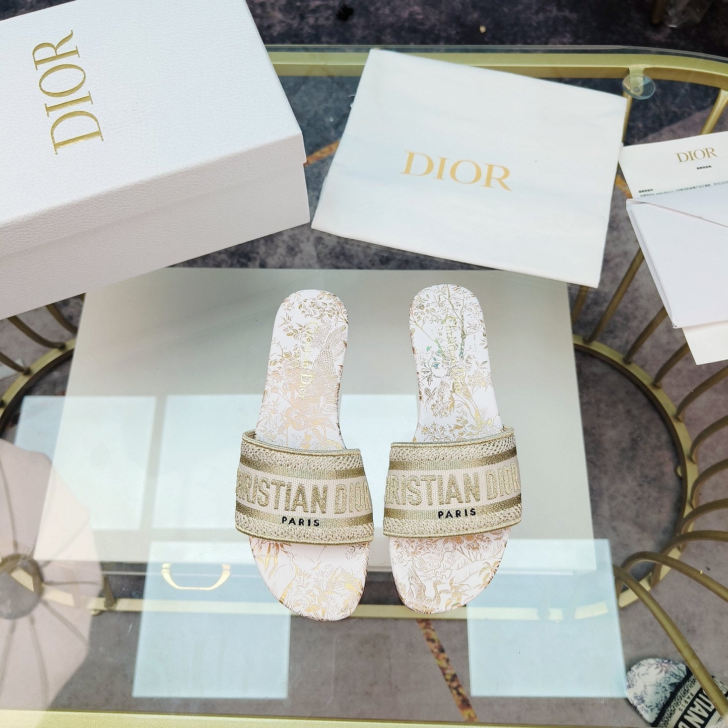 DIOR Mule Dway Slide 10mm Multi-motifs Style 7