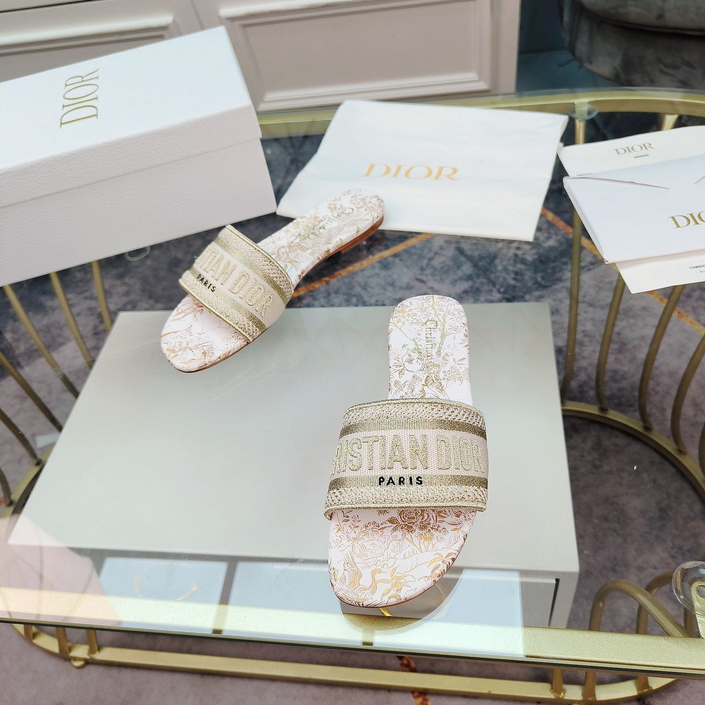 DIOR Mule Dway Slide 10mm Multi-motifs Style 7