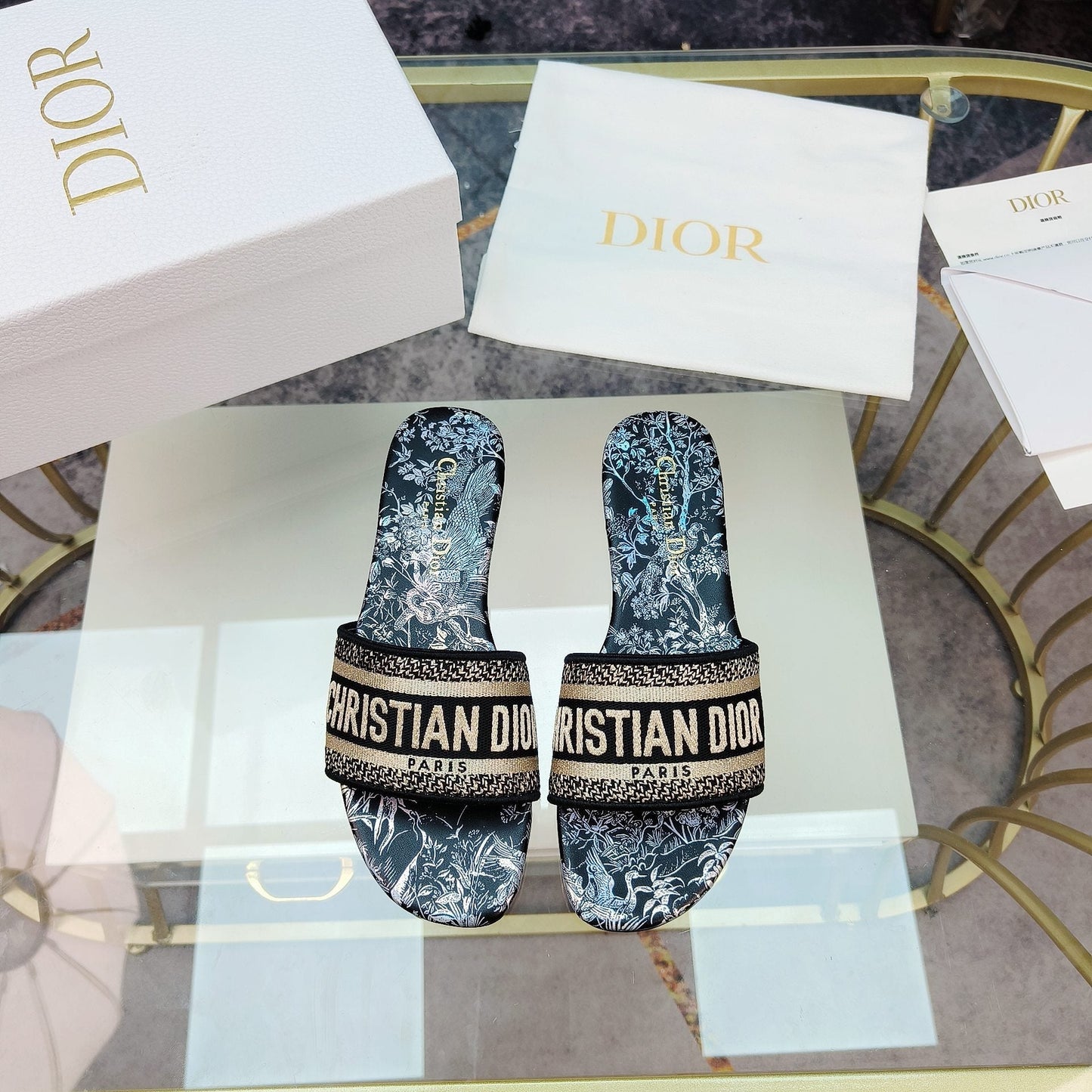 DIOR Mule Dway Slide 10mm Multi-motifs Style 4