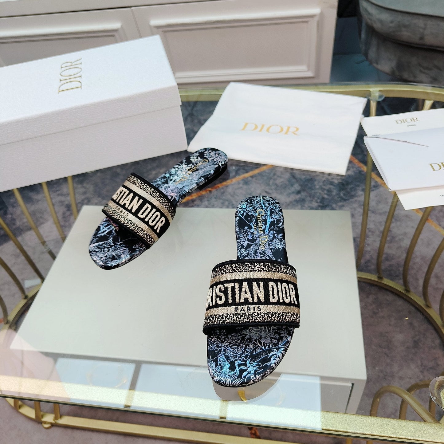 DIOR Mule Dway Slide 10mm Multi-motifs Style 4