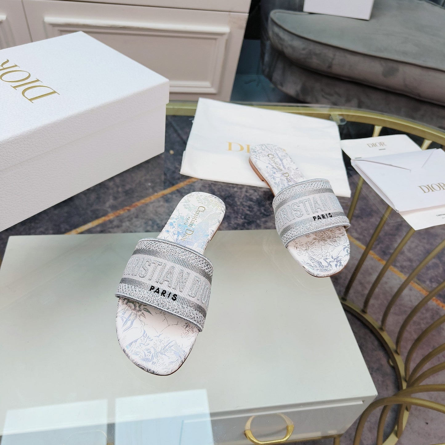 DIOR Mule Dway Slide 10mm Multi-motifs Style 6