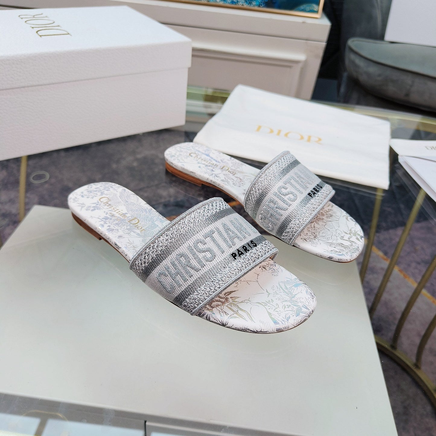 DIOR Mule Dway Slide 10mm Multi-motifs Style 6