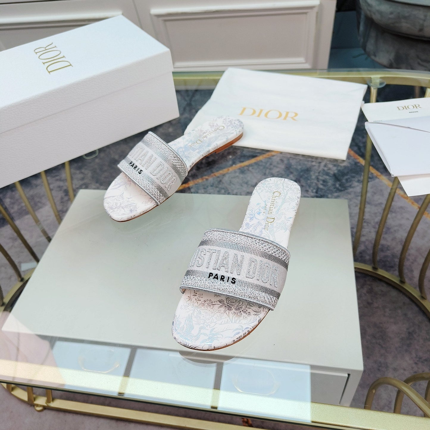 DIOR Mule Dway Slide 10mm Multi-motifs Style 6
