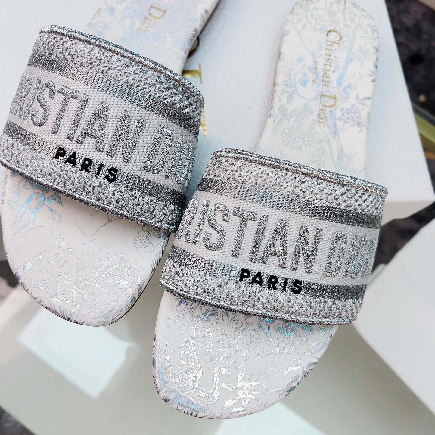 DIOR Mule Dway Slide 10mm Multi-motifs Style 6