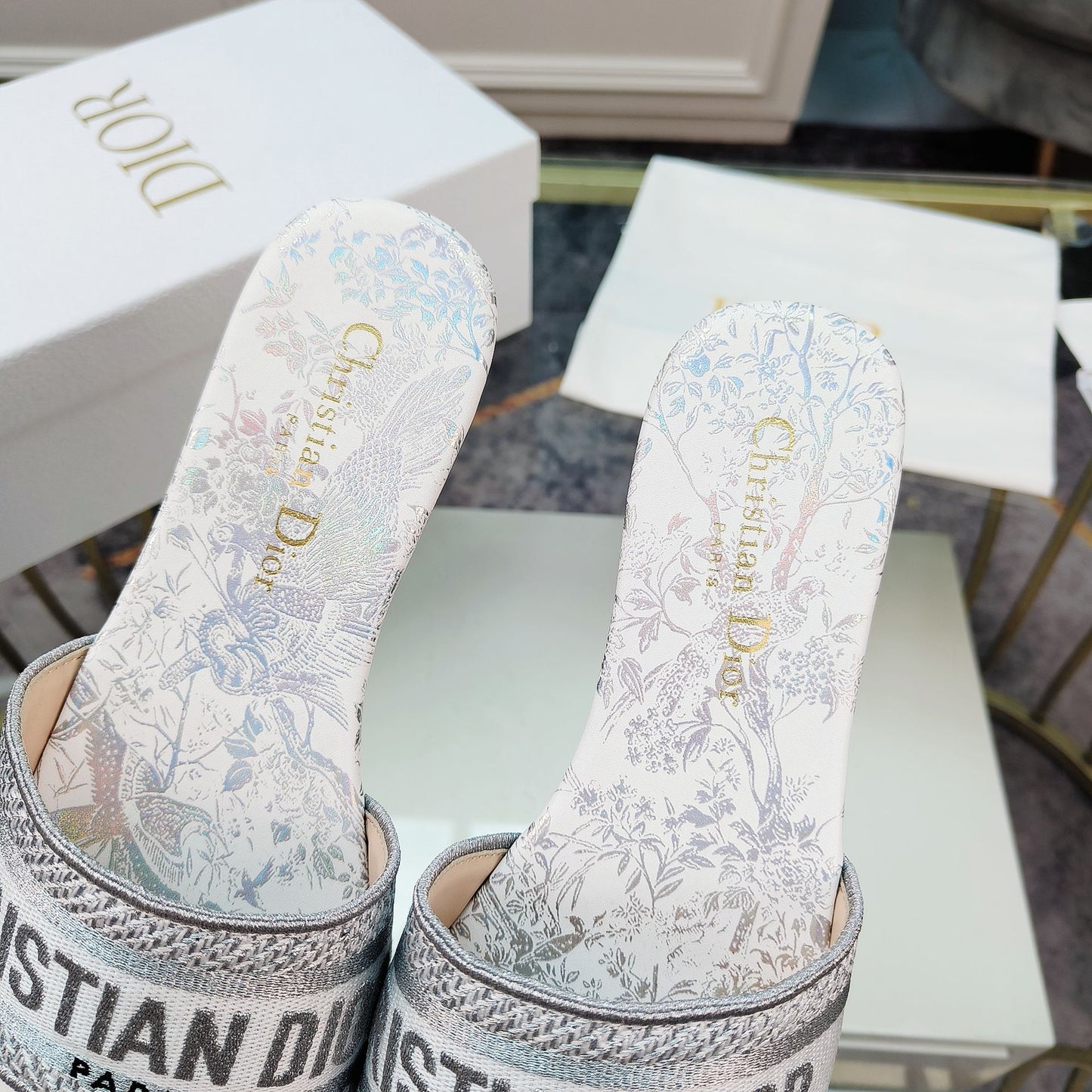 DIOR Mule Dway Slide 10mm Multi-motifs Style 6