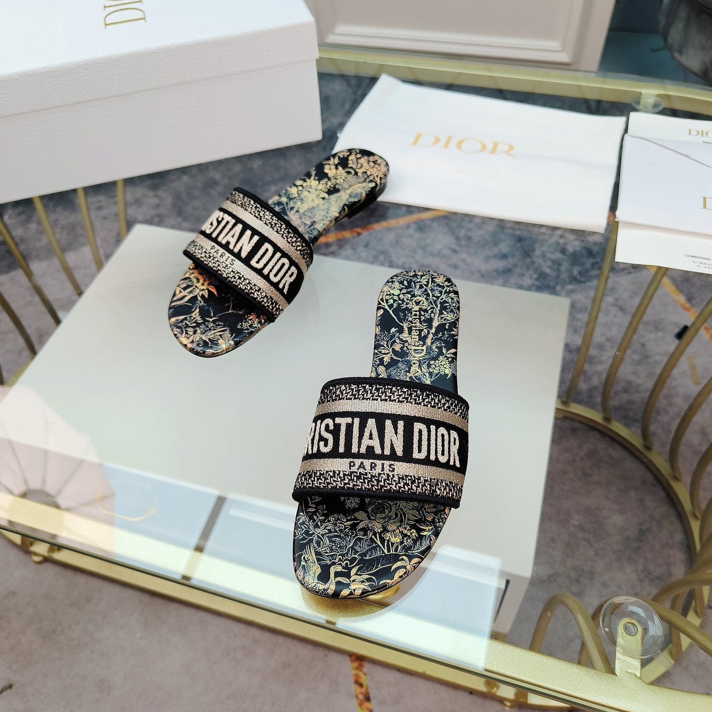 DIOR Mule Dway Slide 10mm Multi-motifs Style 5