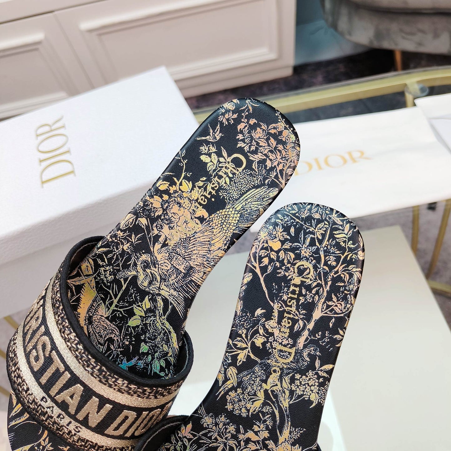 DIOR Mule Dway Slide 10mm Multi-motifs Style 5