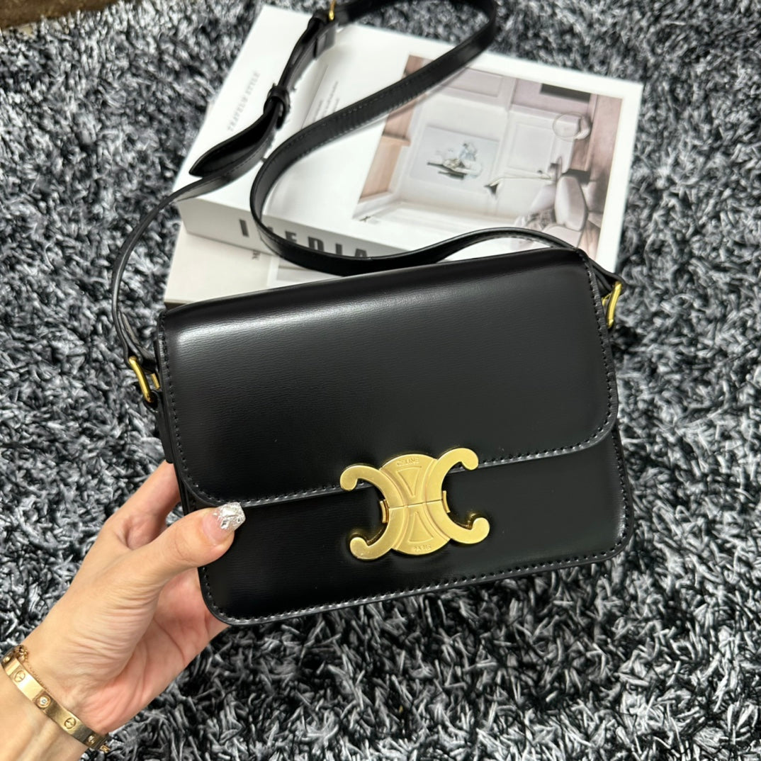 Celine TRIPHOME TEEN 18 BLACK COWHIDE LEATHER