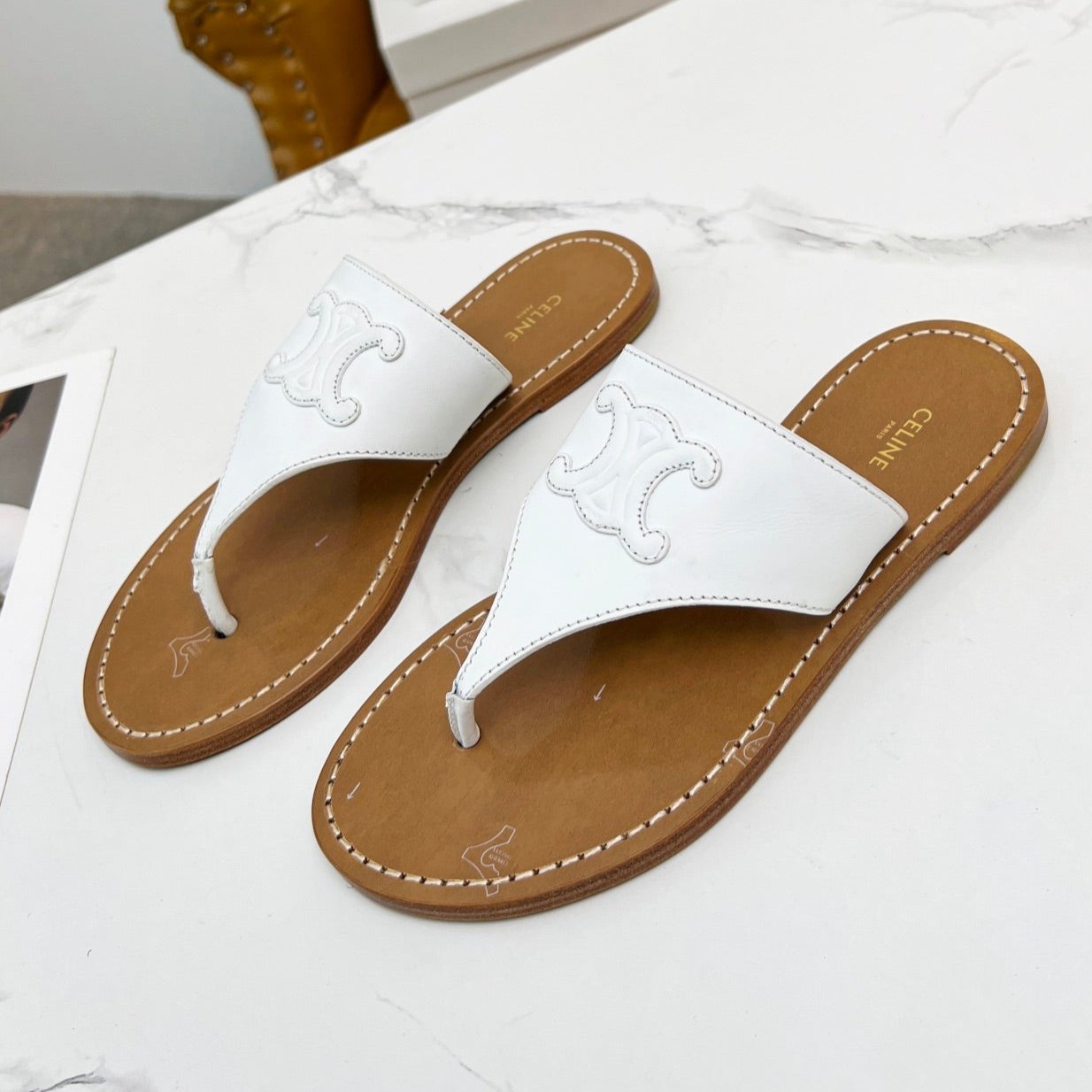 Celine THONG MULE IN WHITE CALFSKIN