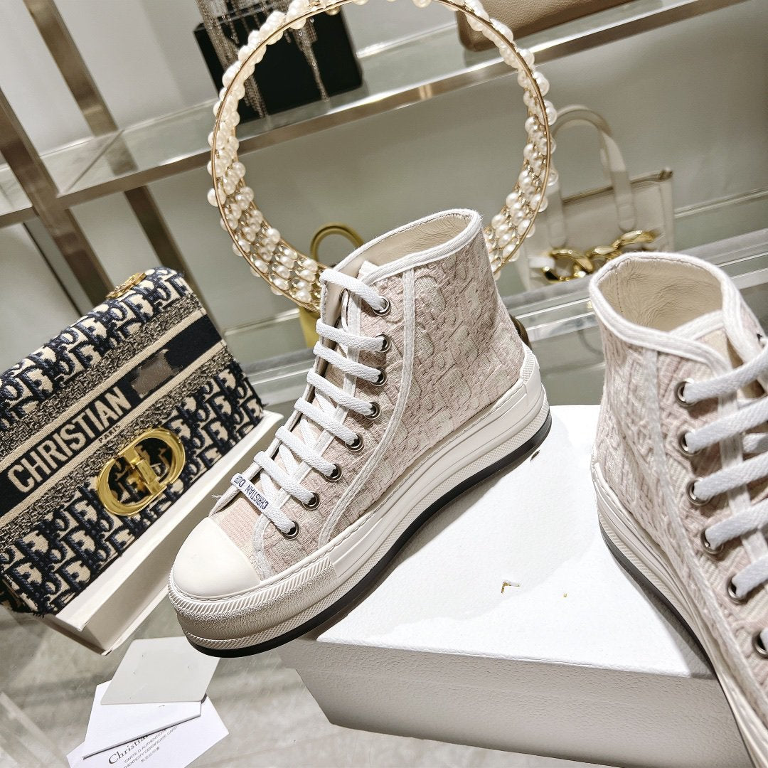 DIOR walkn high-top 45 white grey oblique embroidery canvas
