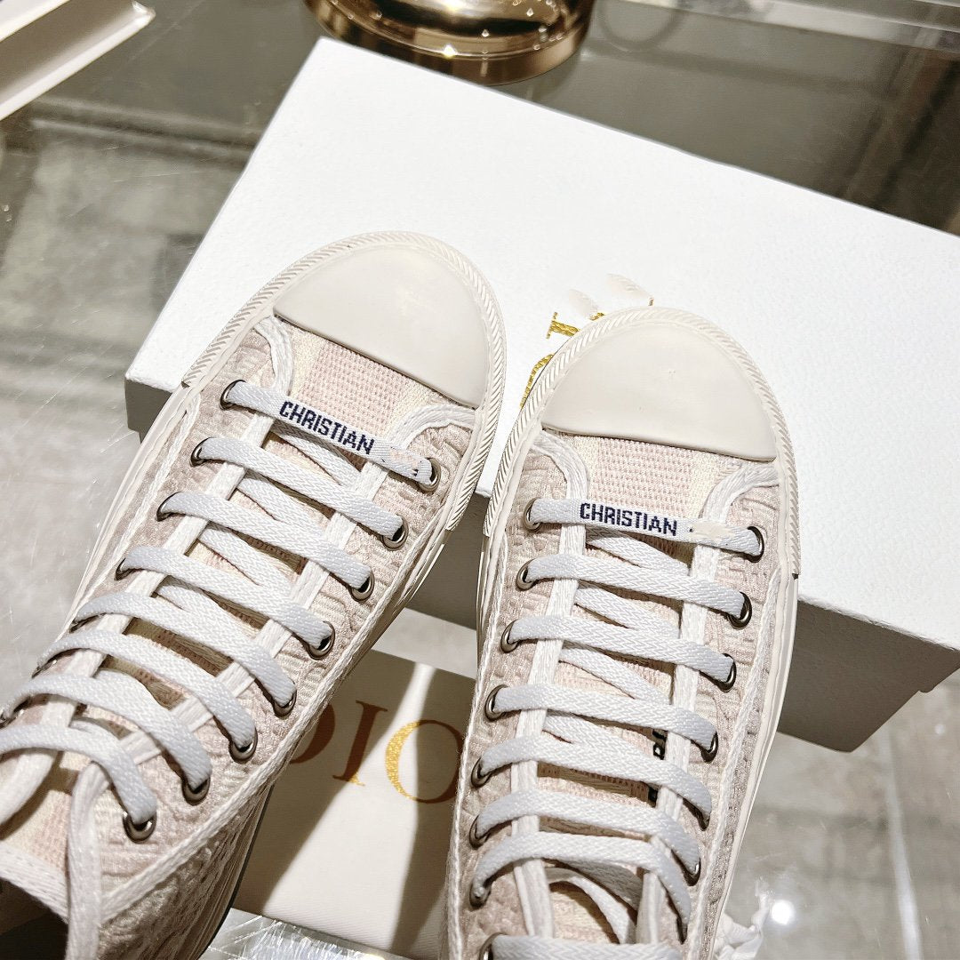 DIOR walkn high-top 45 pink beige oblique embroidery canvas