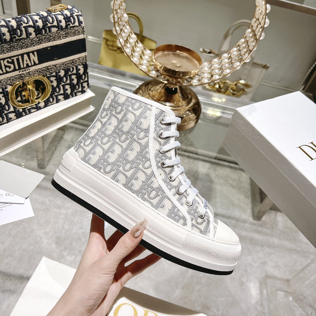DIOR walkn high-top 45 white grey oblique embroidery canvas