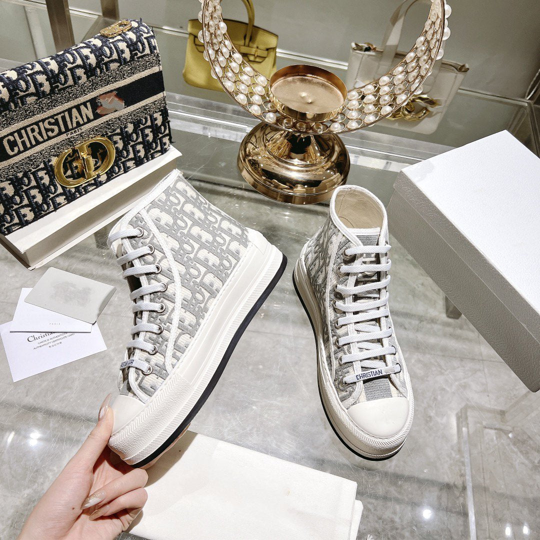 DIOR walkn high-top 45 white grey oblique embroidery canvas