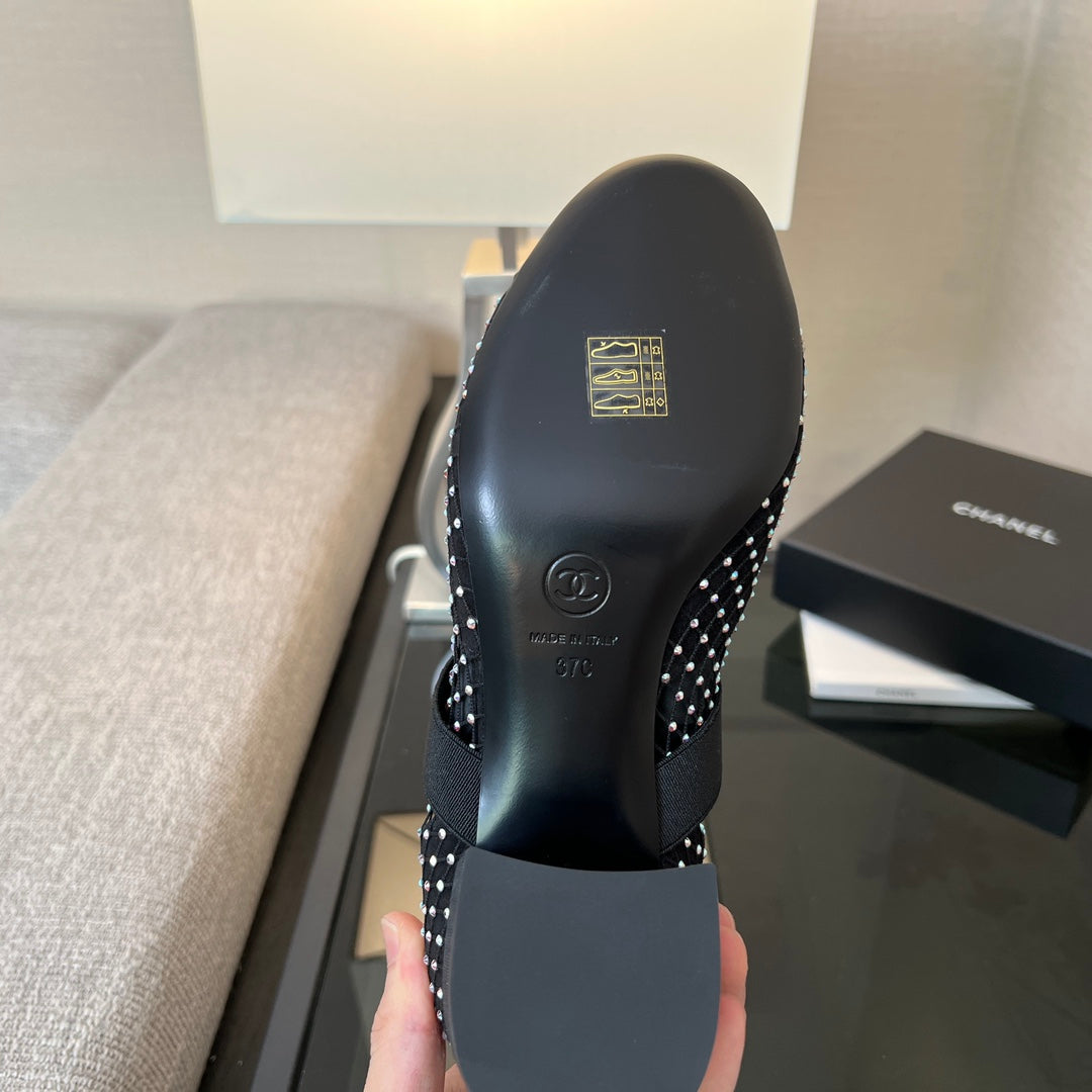CHANEL Ankle Boot Glitter Black