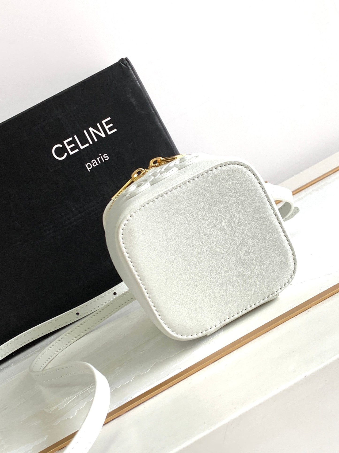 Celine MINI VANITY CASE TRIOMPHE WHITE CALFSKIN
