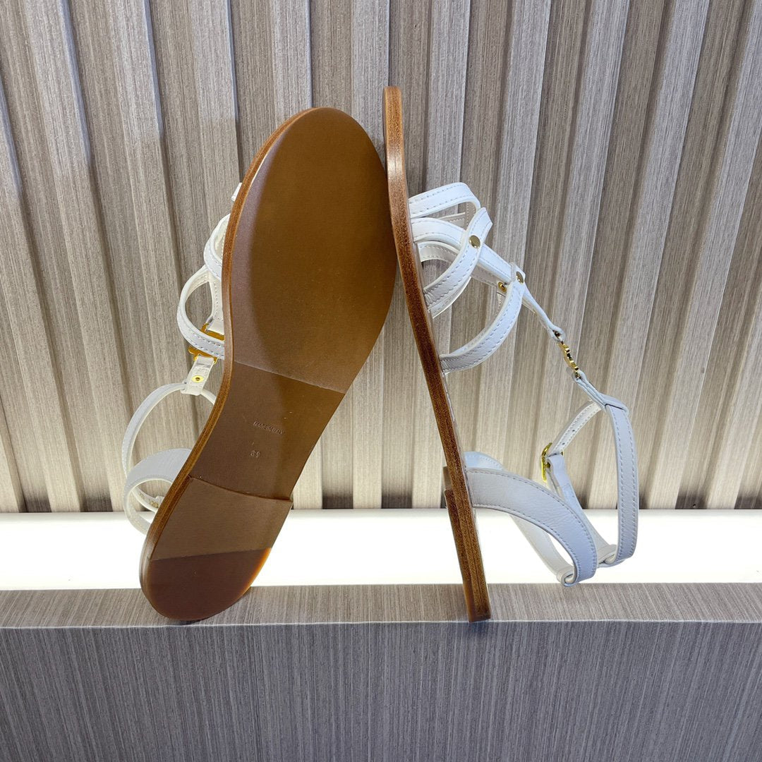 Celine cl roman sandal white brown calfskin