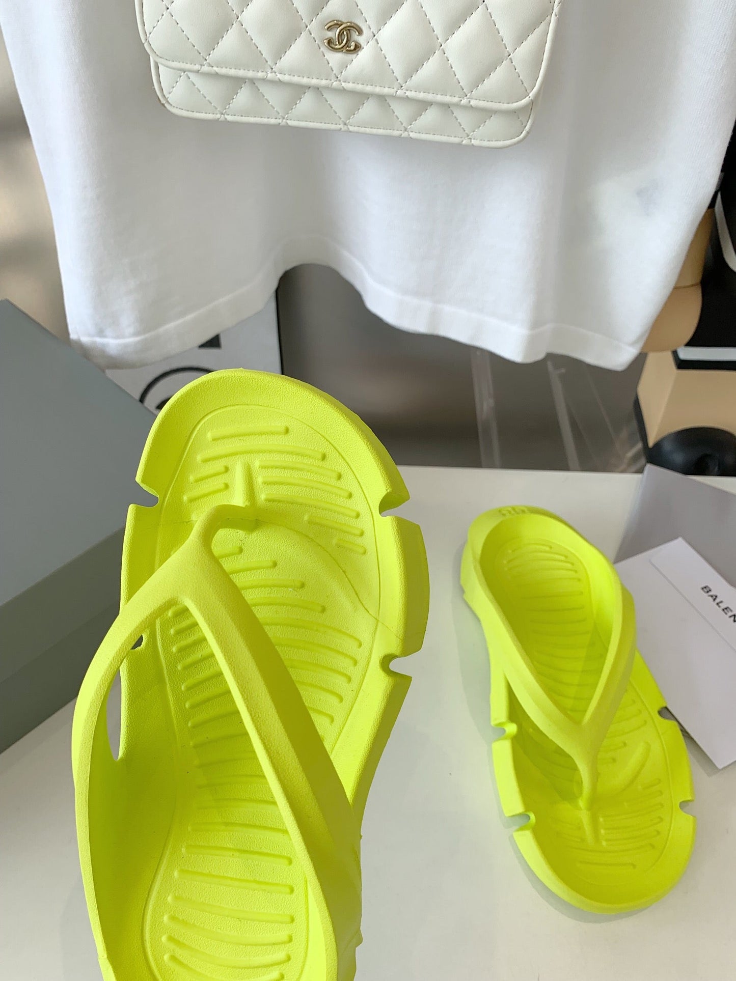 Balanciaga THONG SANDALS IN VOLT GREEN RUBBER