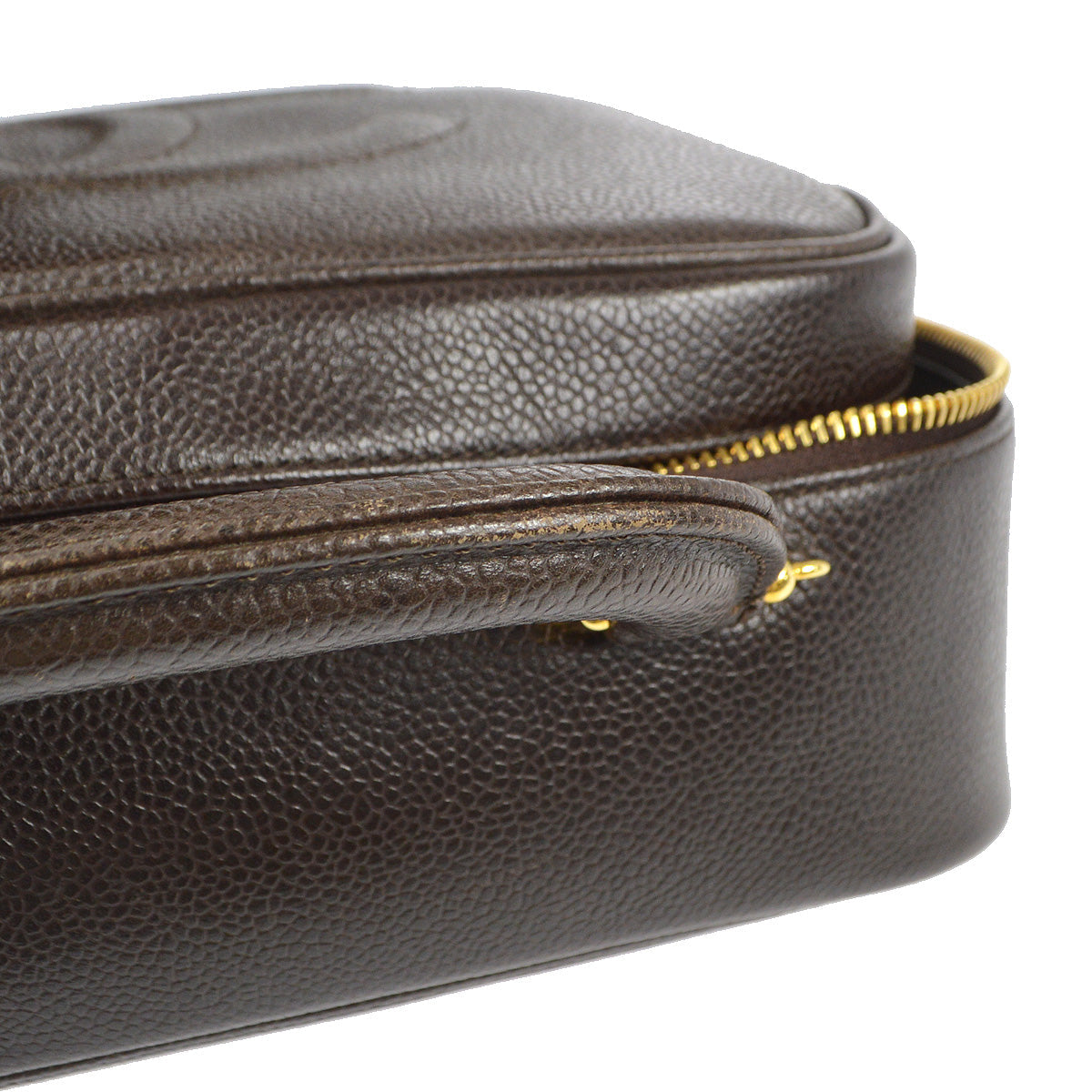 CHANEL 2way Cosmetic Vanity Handbag Brown Caviar