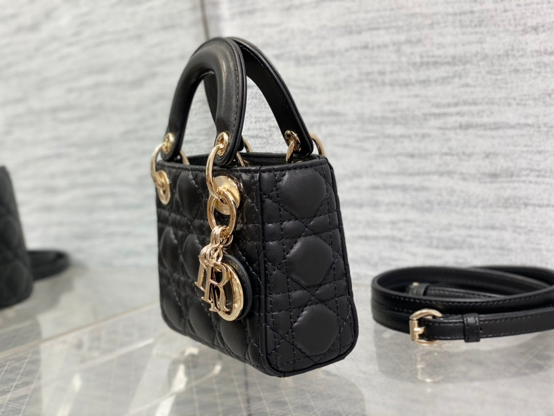 DIOR micro lady 12 black lambskin ghw