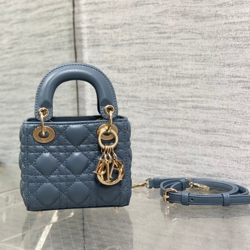 DIOR micro lady 12 raf blue lambskin ghw