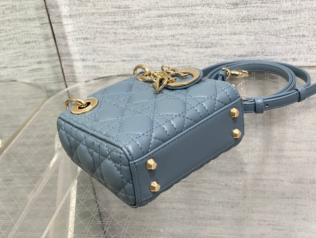 DIOR micro lady 12 raf blue lambskin ghw