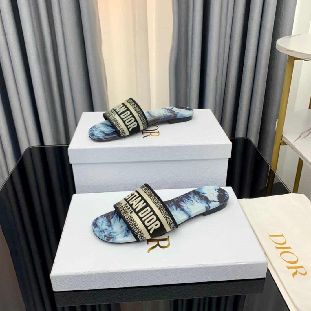 DIOR Mule Dway Slide 10mm Multi-motifs Style 47