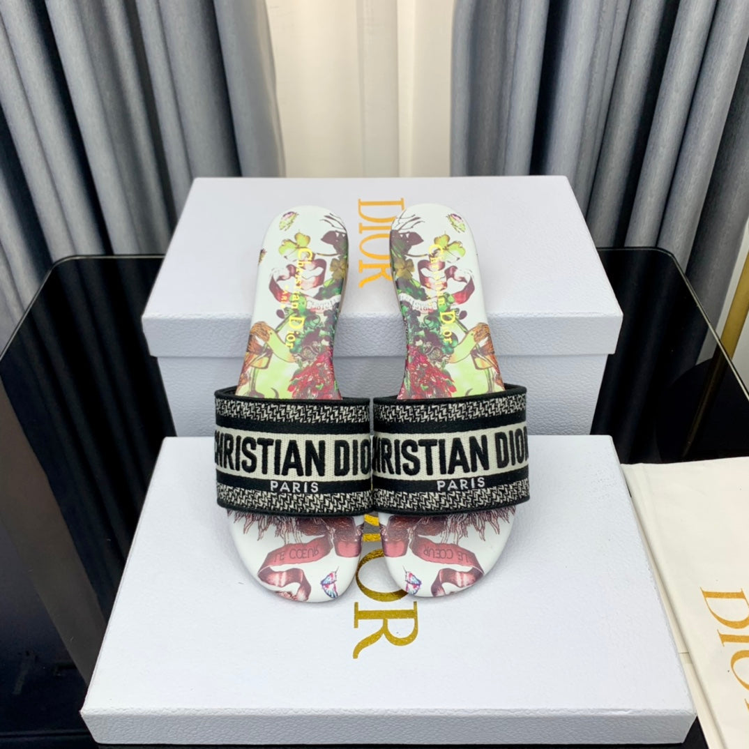 DIOR Mule Dway Slide 10mm Multi-motifs Style 46