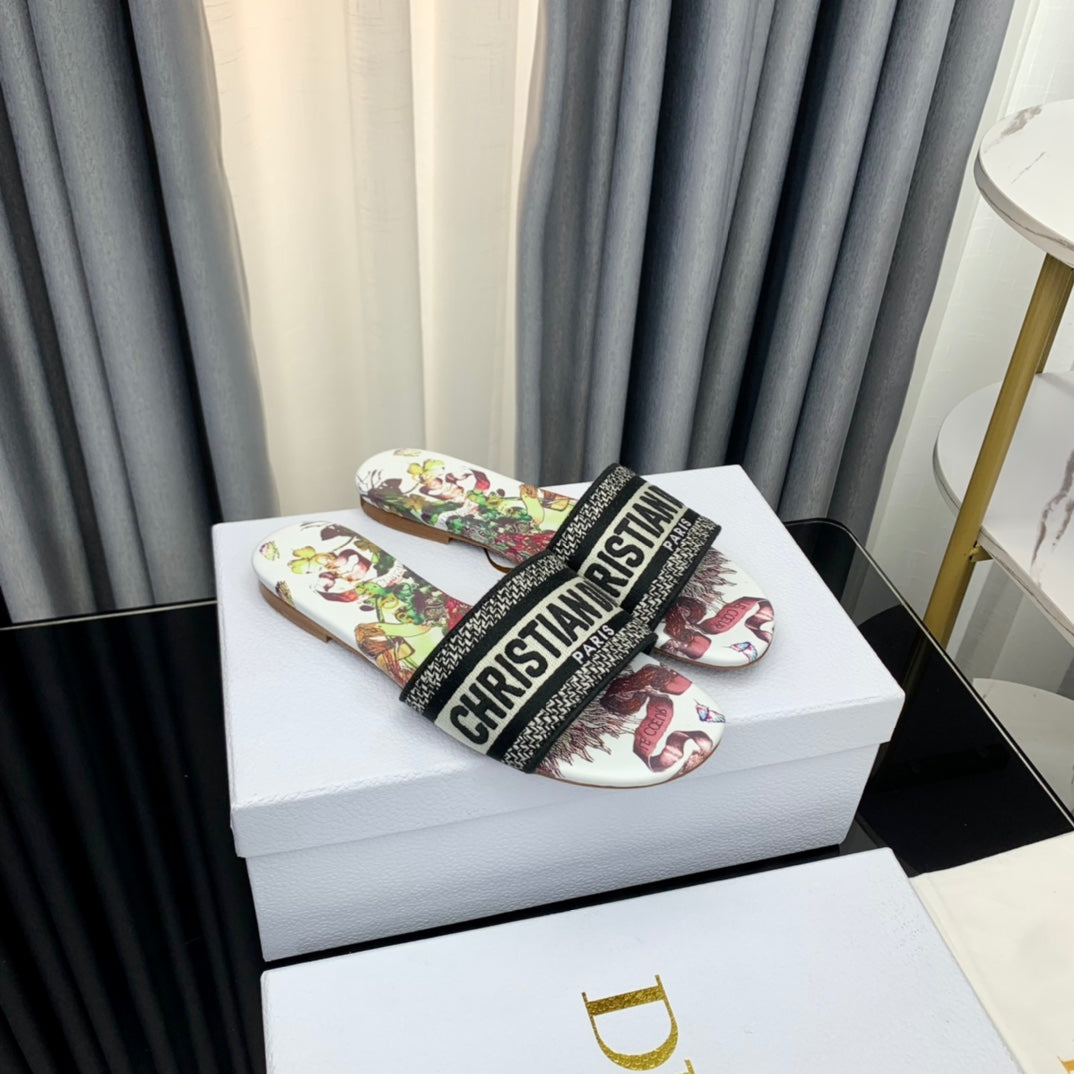 DIOR Mule Dway Slide 10mm Multi-motifs Style 46