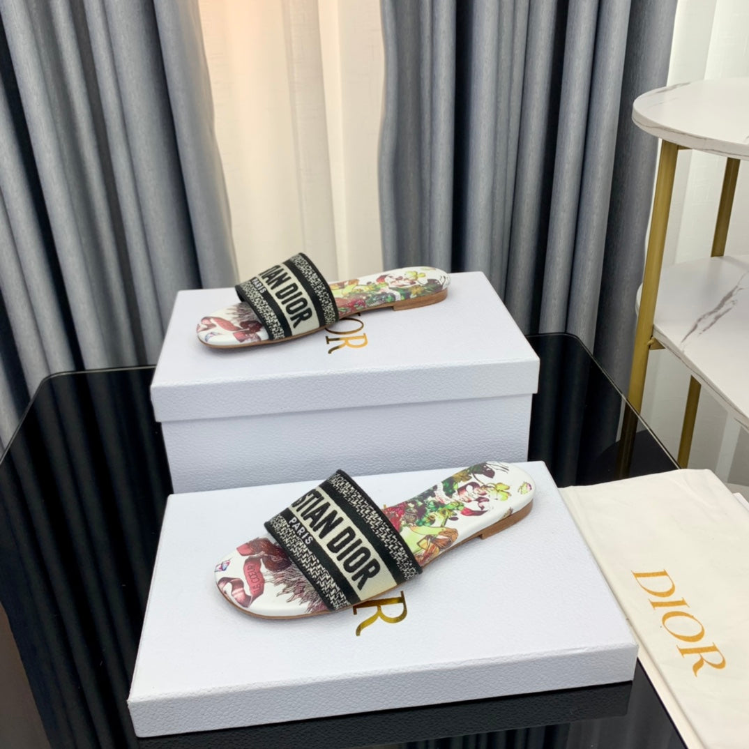 DIOR Mule Dway Slide 10mm Multi-motifs Style 46