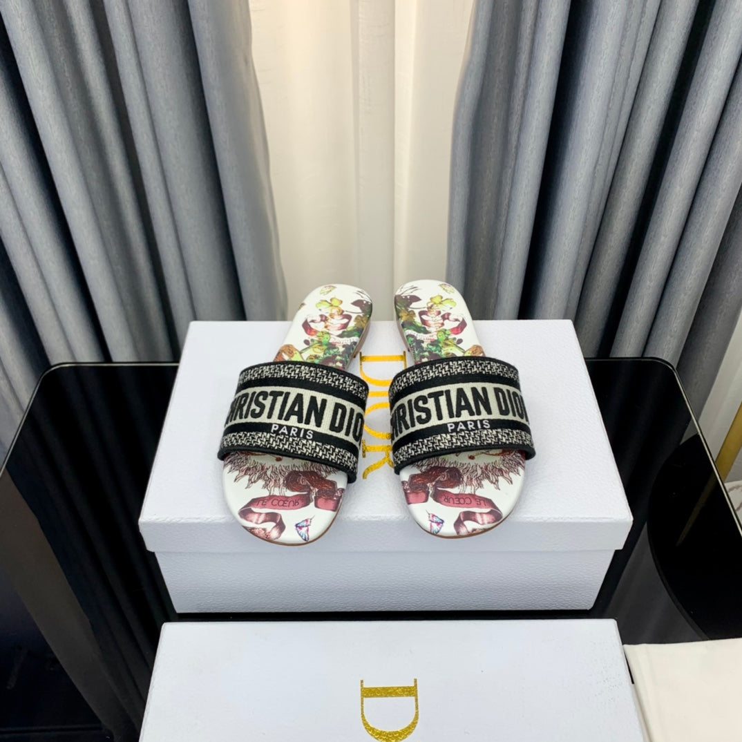 DIOR Mule Dway Slide 10mm Multi-motifs Style 46