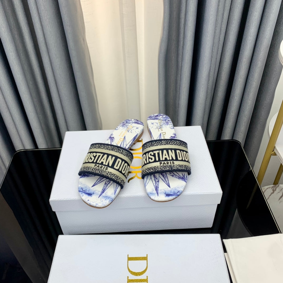 DIOR Mule Dway Slide 10mm Multi-motifs Style 44