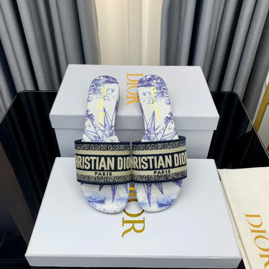 DIOR Mule Dway Slide 10mm Multi-motifs Style 44
