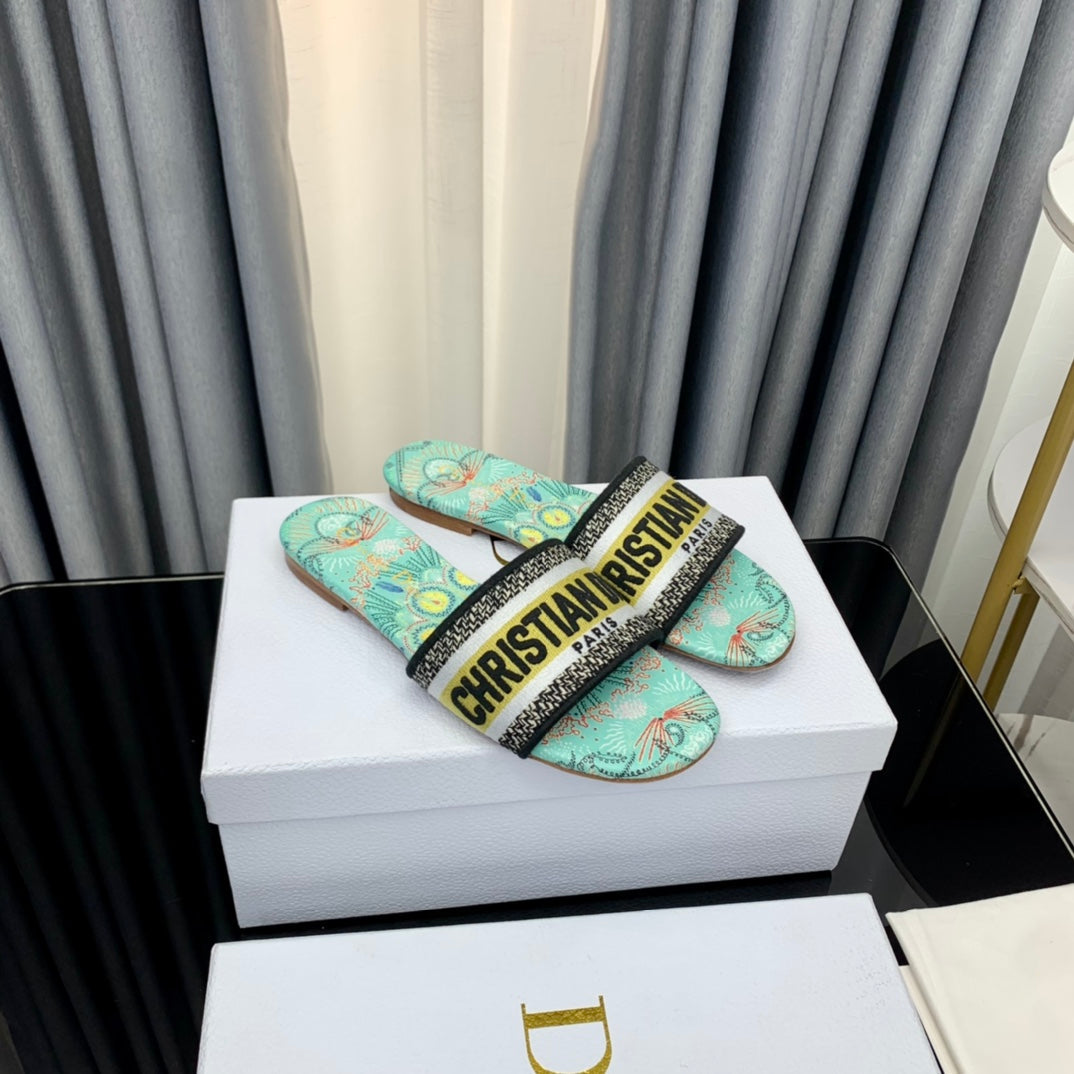 DIOR Mule Dway Slide 10mm Multi-motifs Style 42