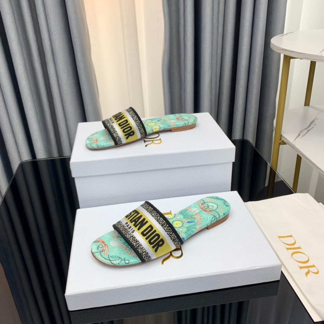 DIOR Mule Dway Slide 10mm Multi-motifs Style 42
