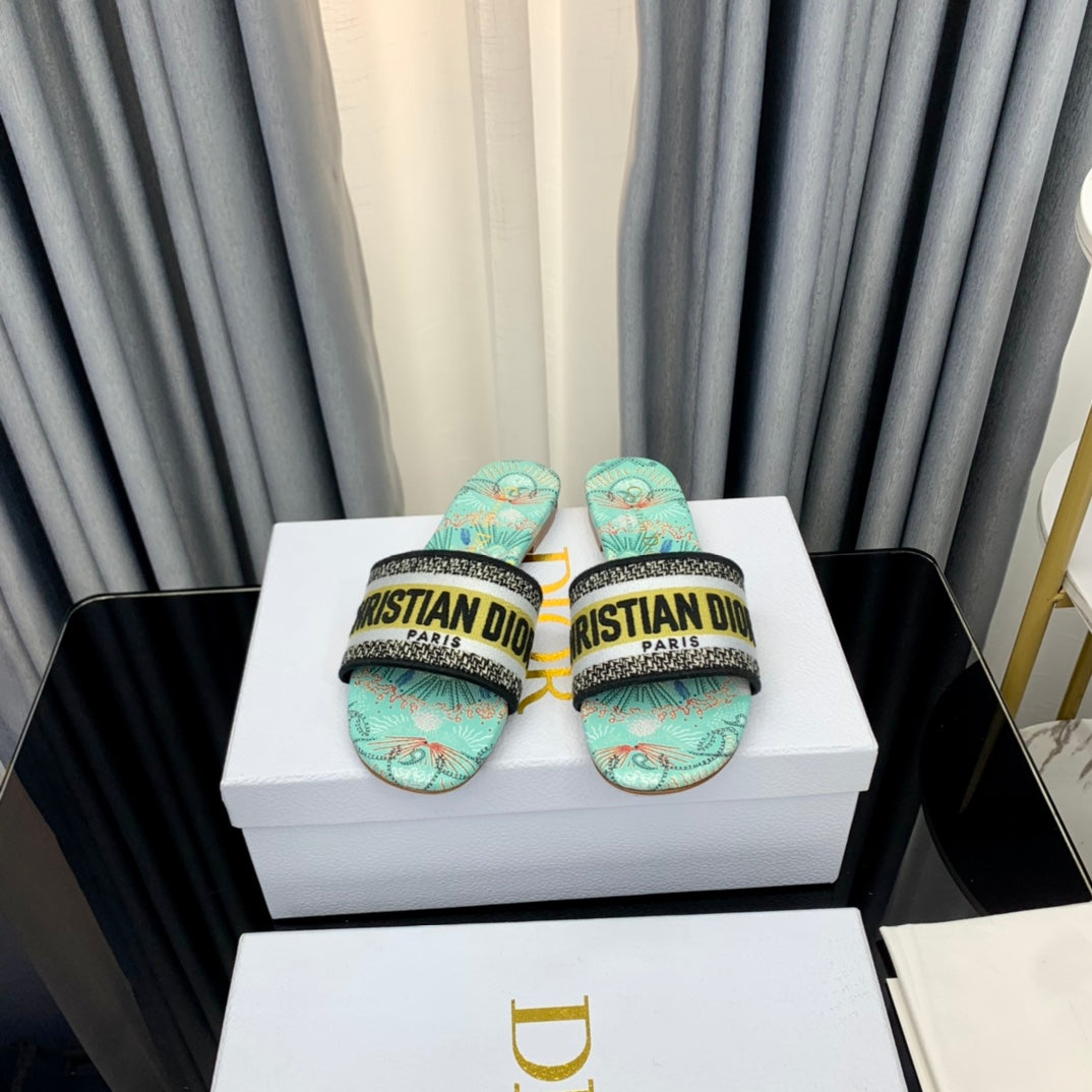 DIOR Mule Dway Slide 10mm Multi-motifs Style 42