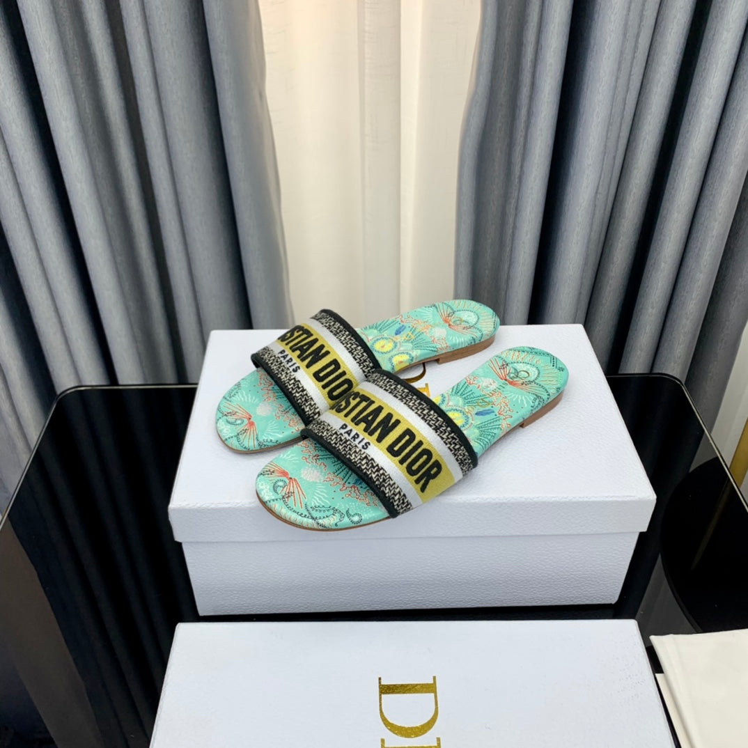 DIOR Mule Dway Slide 10mm Multi-motifs Style 42