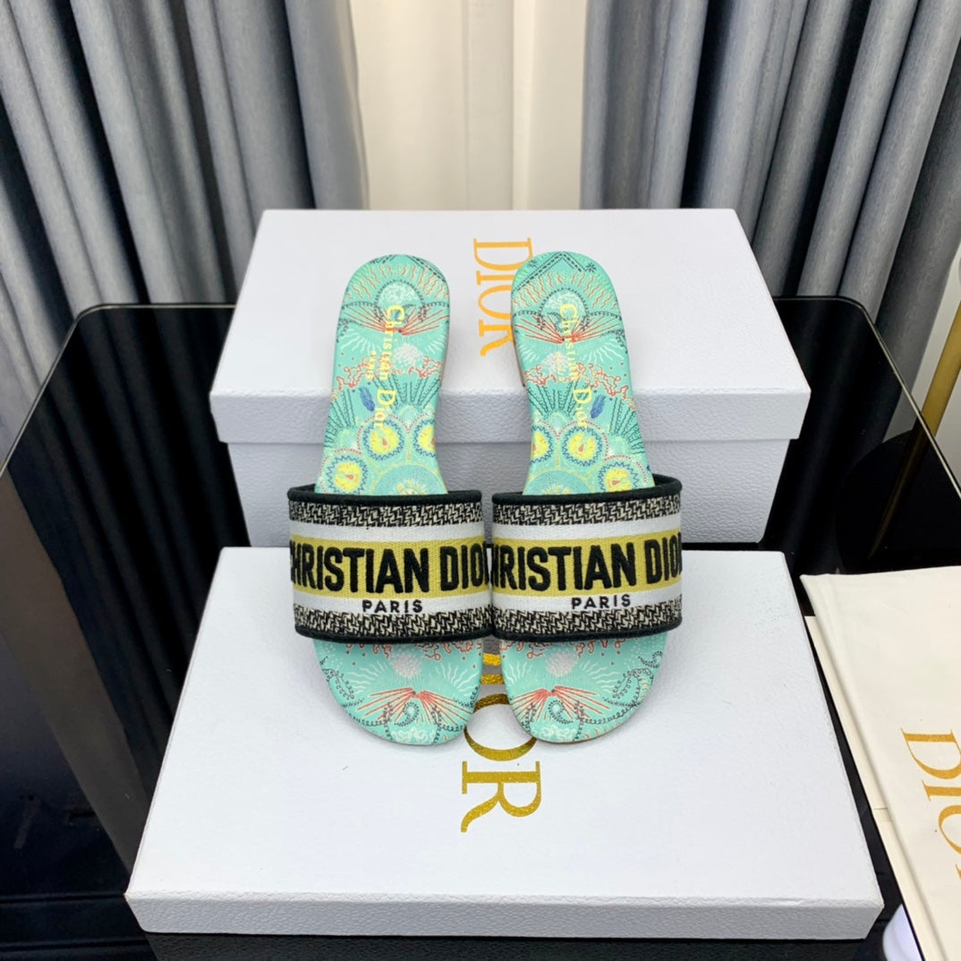 DIOR Mule Dway Slide 10mm Multi-motifs Style 42
