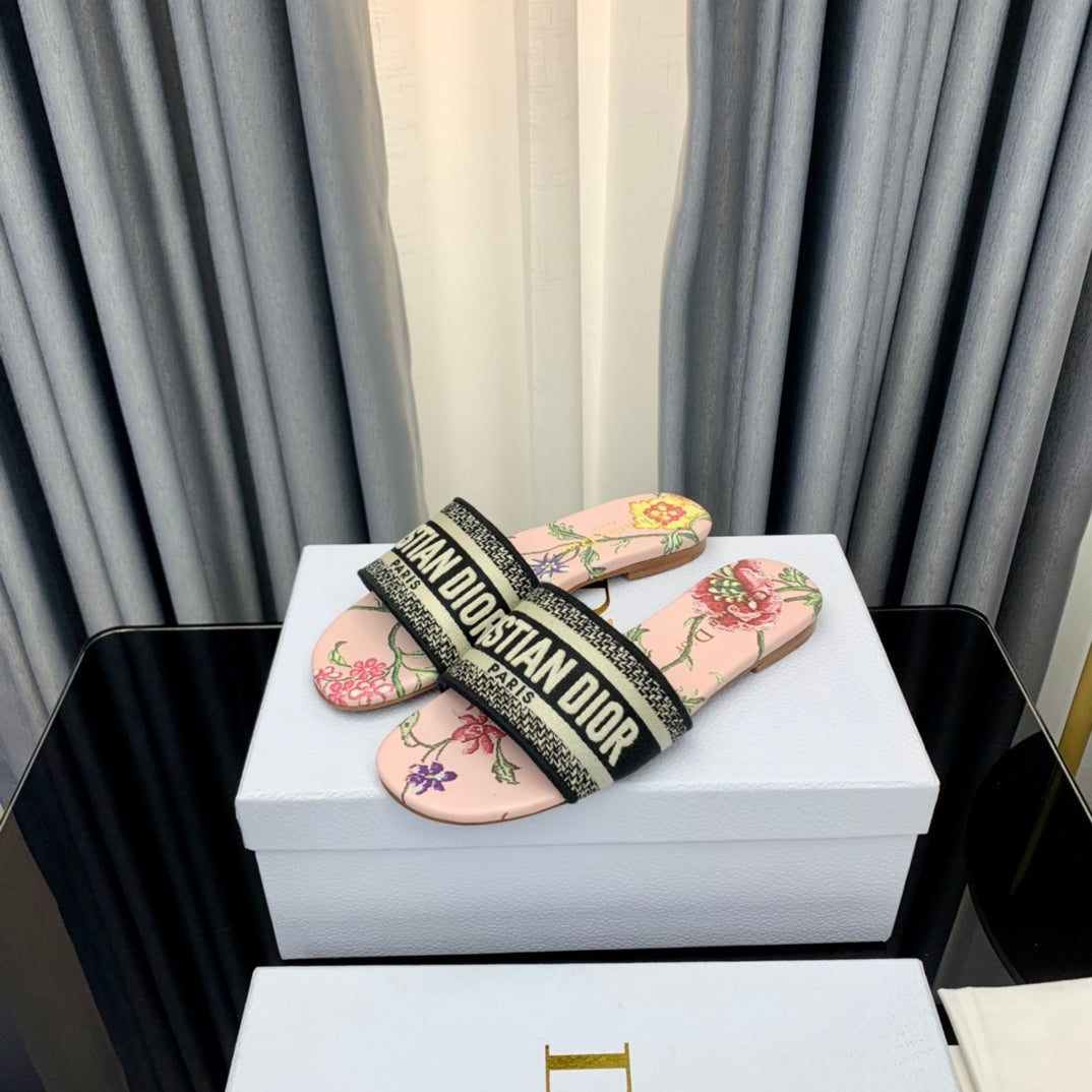 DIOR Mule Dway Slide 10mm Multi-motifs Style 38