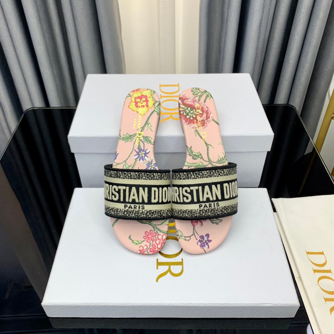 DIOR Mule Dway Slide 10mm Multi-motifs Style 38