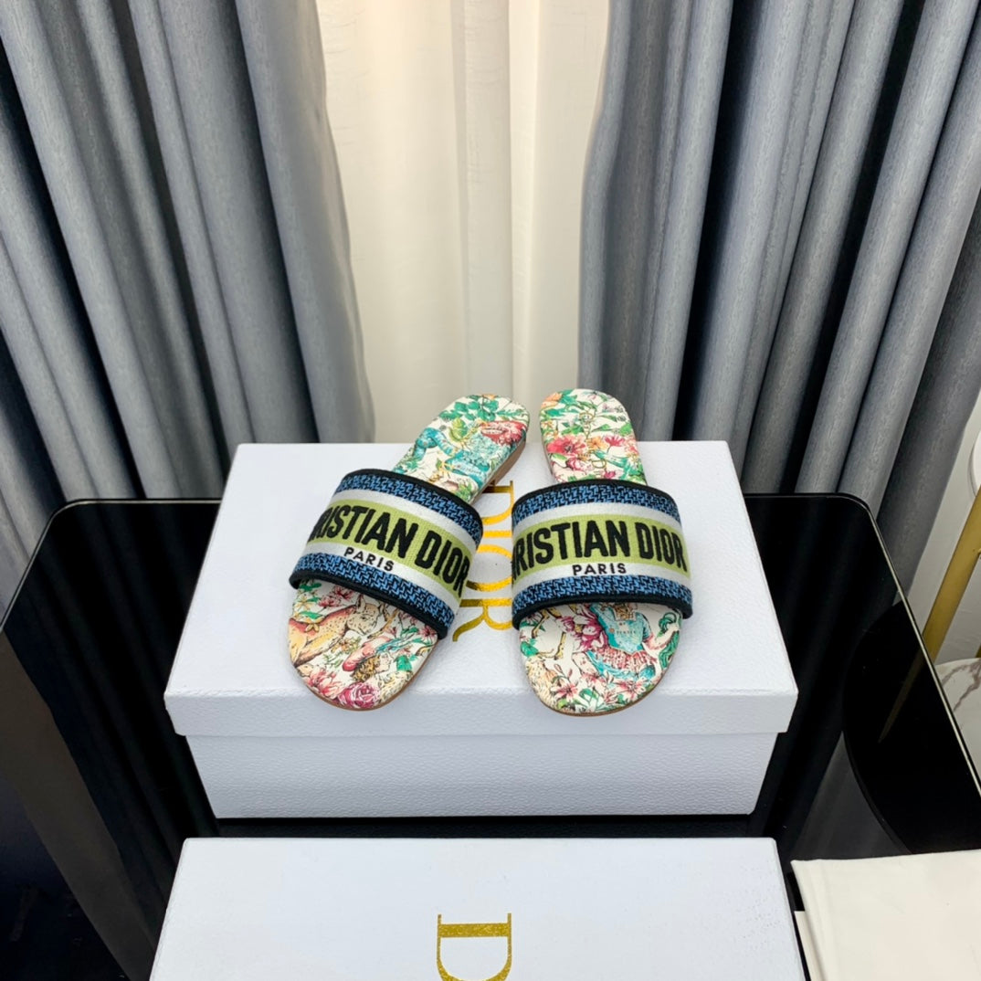 DIOR Mule Dway Slide 10mm Multi-motifs Style 37