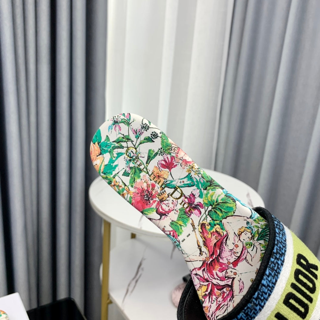 DIOR Mule Dway Slide 10mm Multi-motifs Style 37
