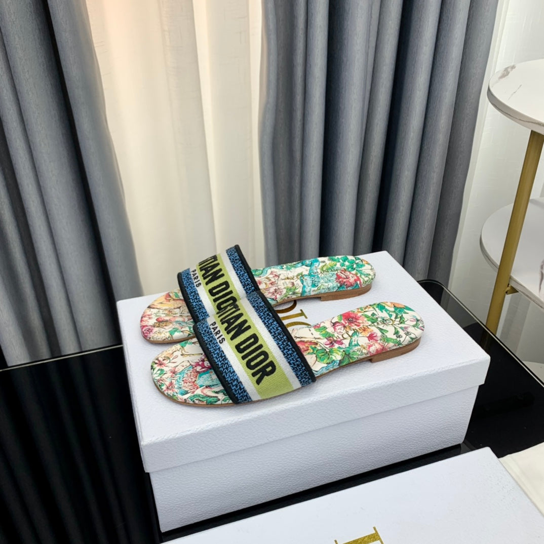 DIOR Mule Dway Slide 10mm Multi-motifs Style 37