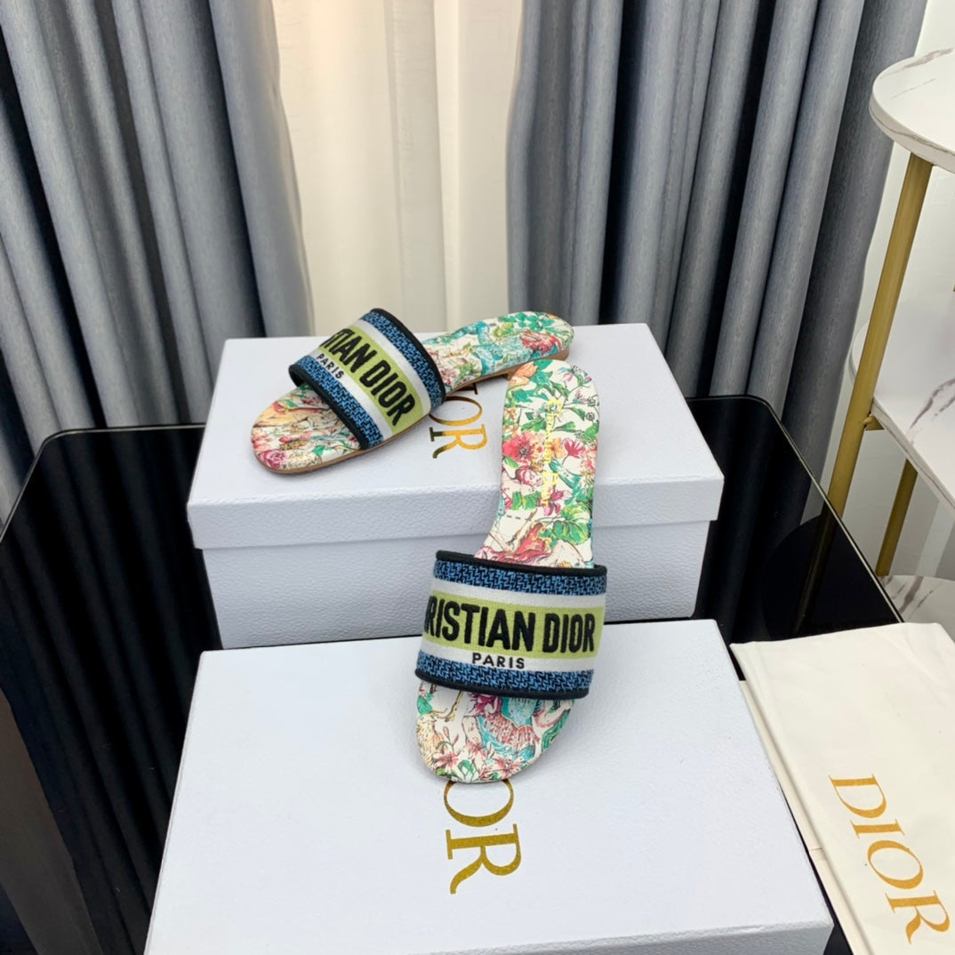 DIOR Mule Dway Slide 10mm Multi-motifs Style 37