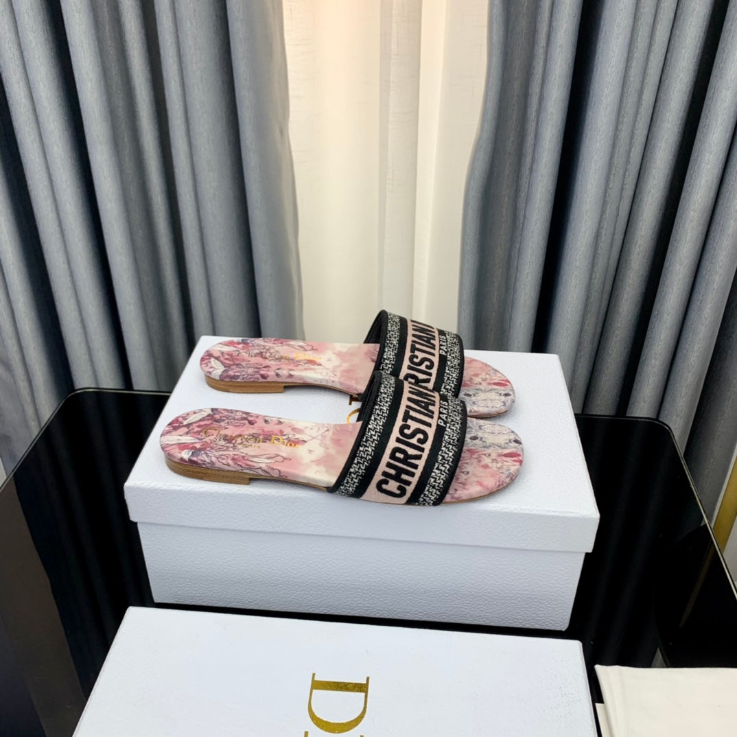 DIOR Mule Dway Slide 10mm Multi-motifs Style 36