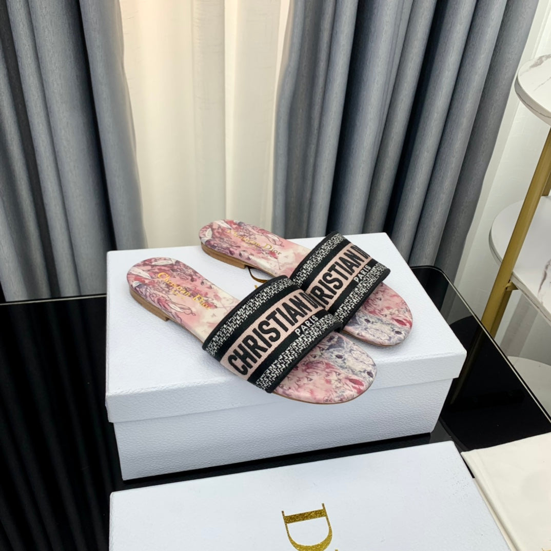 DIOR Mule Dway Slide 10mm Multi-motifs Style 36