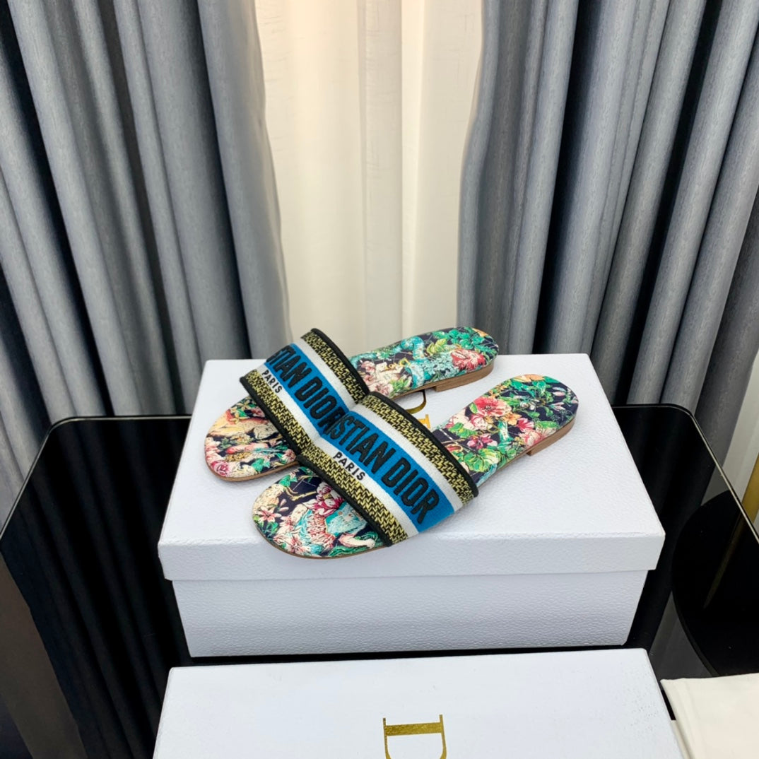 DIOR Mule Dway Slide 10mm Multi-motifs Style 35
