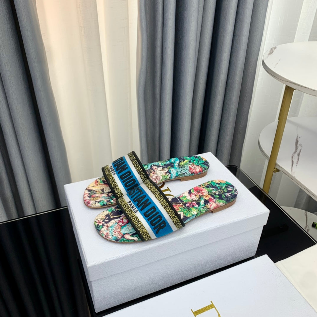 DIOR Mule Dway Slide 10mm Multi-motifs Style 35
